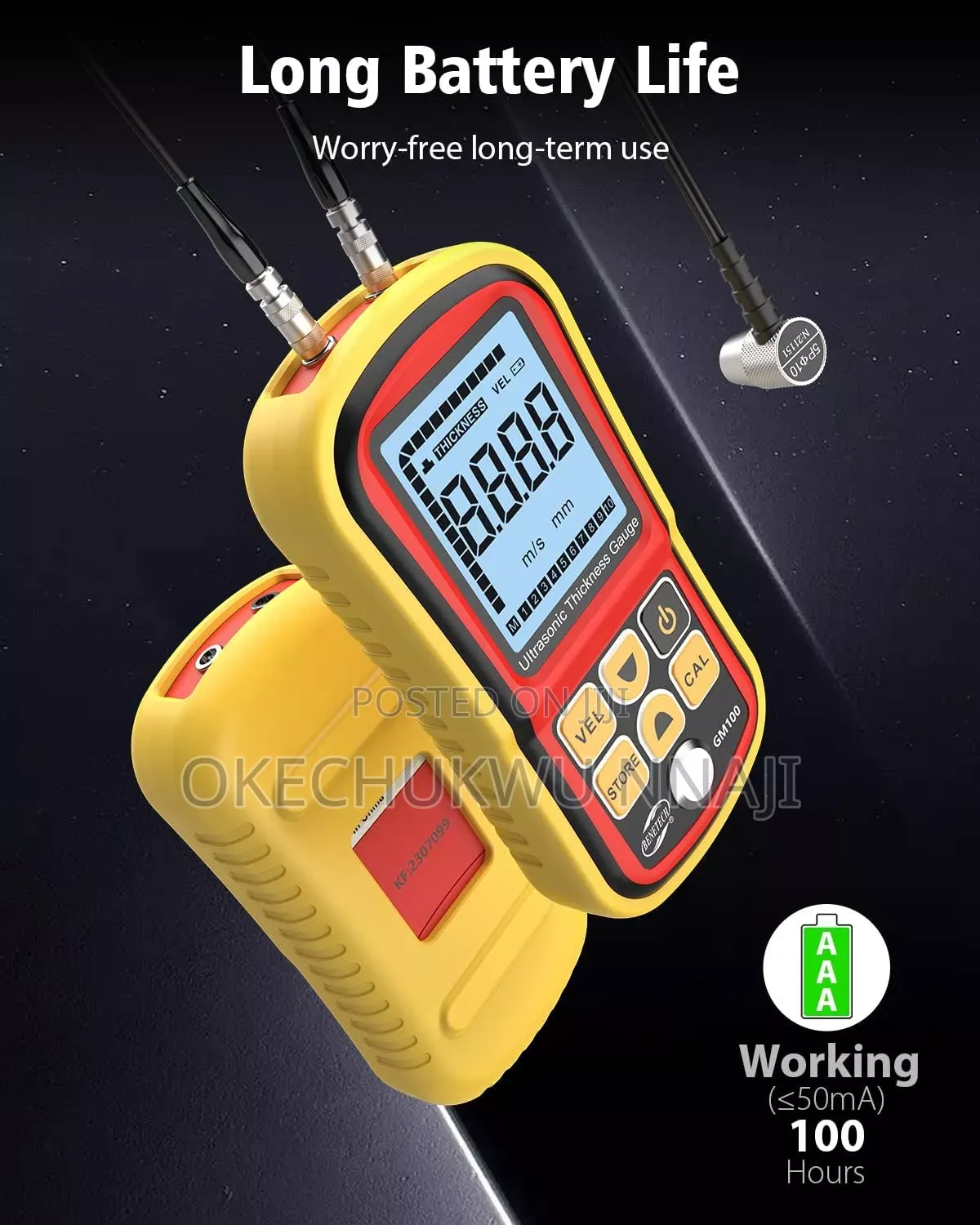 Gm100 Digital Ultrasonic Thickness Gauge Meter, Range 0.047 to 8.85in,