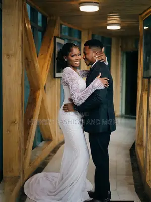 Luxury Sequined White Wedding Gown