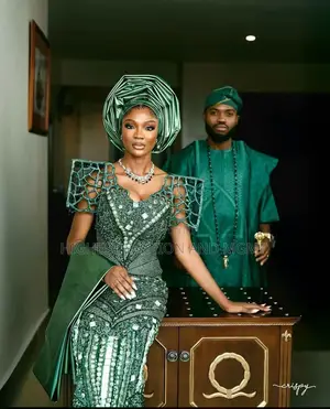 Luxury Emerald Green Beaded Corset Gown