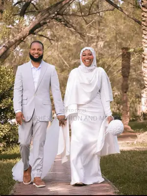 Premium Pearl Cape Muslim Wedding Dress + Hijab