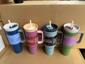 40oz Insulated Stainless Steel Tumbler With Handle Straw