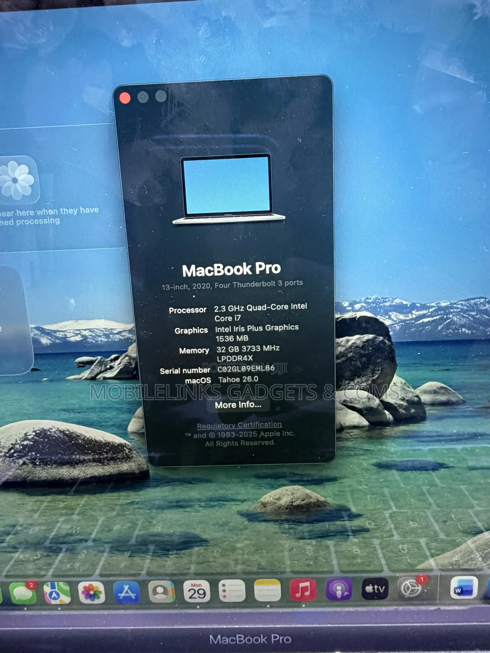 Laptop Apple MacBook Pro 2020 32GB Intel Core i7 SSD 1T