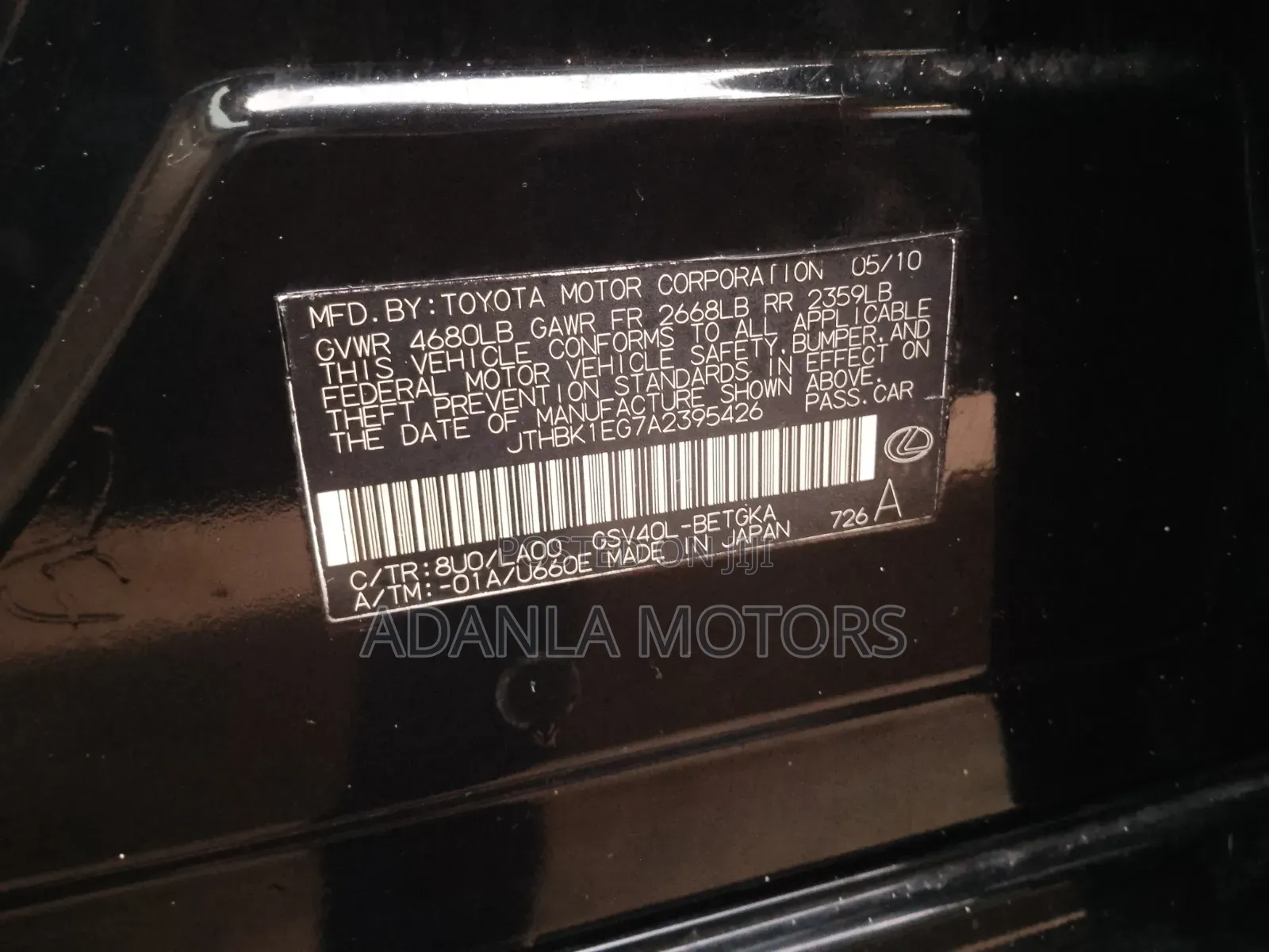 Lexus ES 350 2010 Black