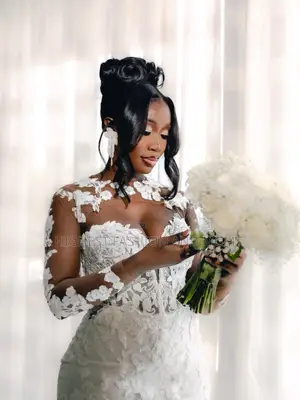 Premium Sheer Long-Sleeve Bridal Dress