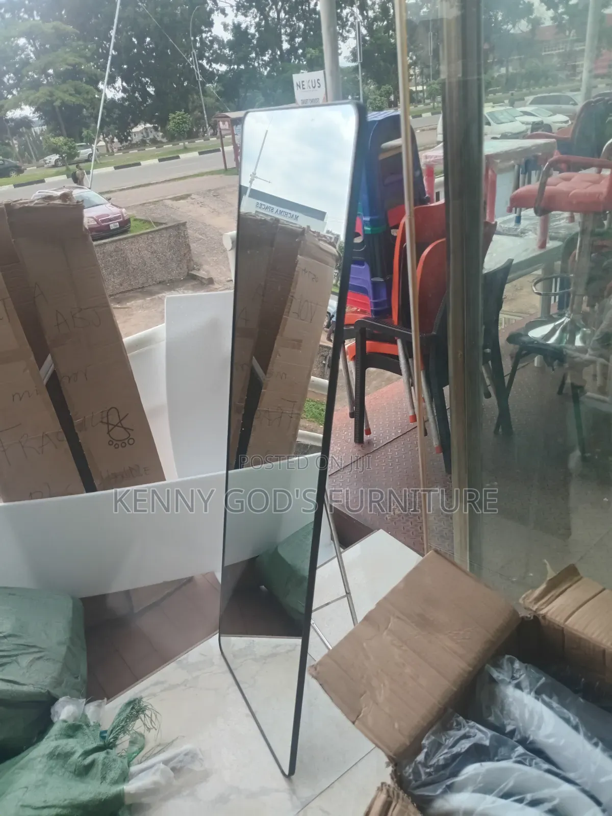Standing Mirror With Back Support Legs.