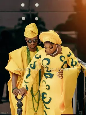 Elegant Embroidered Yellow Traditional Attire