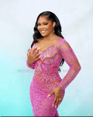 Luxury Pink Gold Beaded Ombre Reception Gown