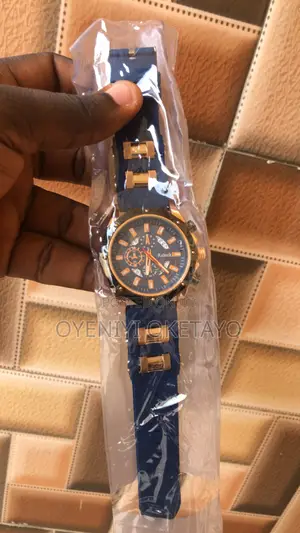 Luxury Quartz - Blue and Golden Chronograph Analog Wristwatch