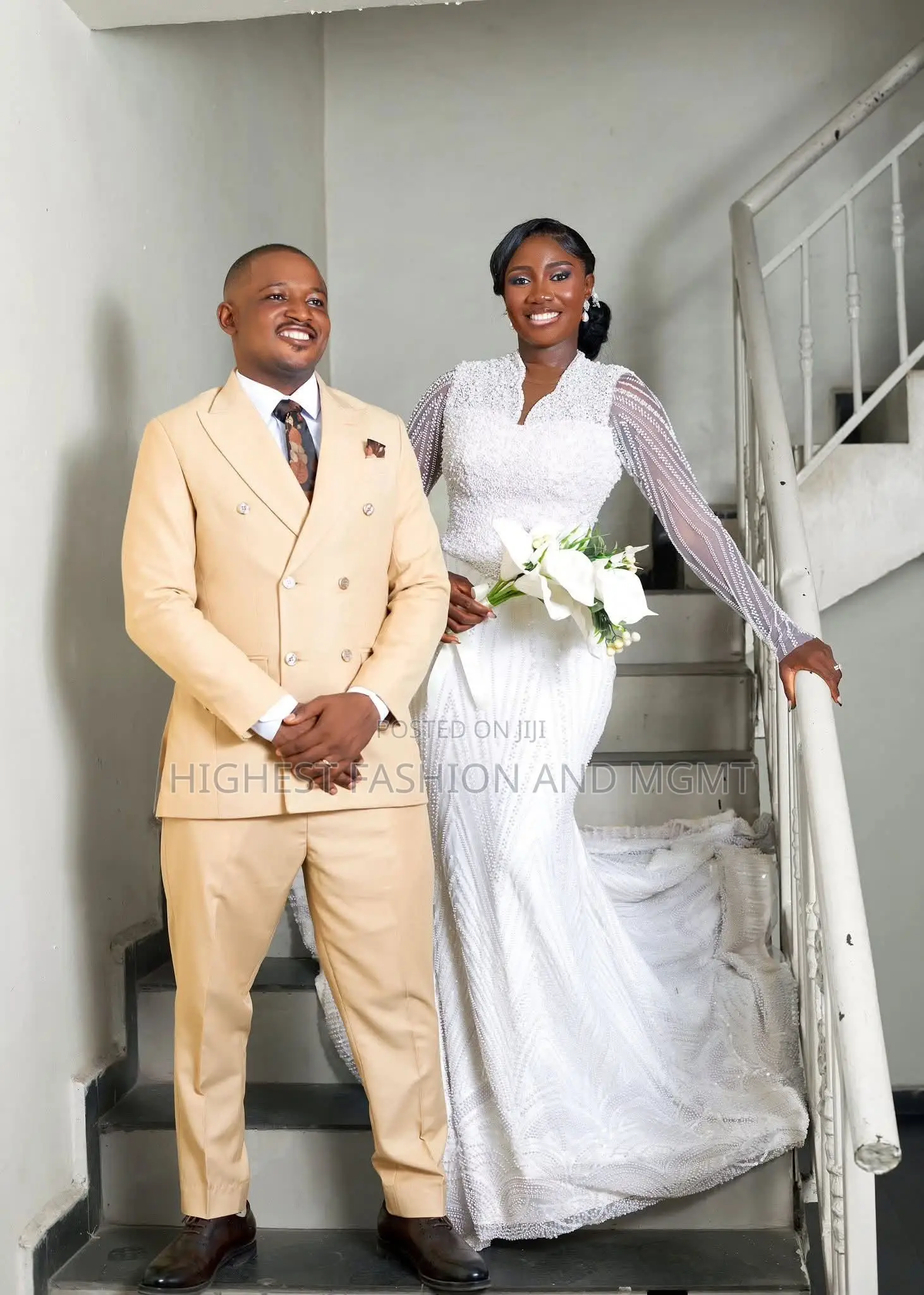 Classy Geometric Sleeve Wedding Dress