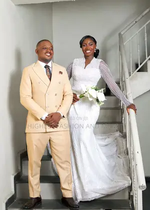 Classy Geometric Sleeve Wedding Dress