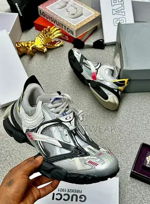 Balenciaga Reptile Sneakers in a Metallic Silver Colorway