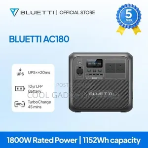 Bluetti Portable Power Station Ac180, 1152wh Battery and 1800w Output