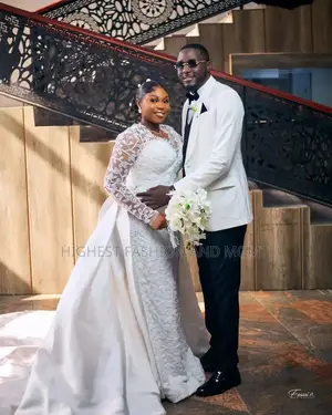 Elegant Pearl Lace Gown