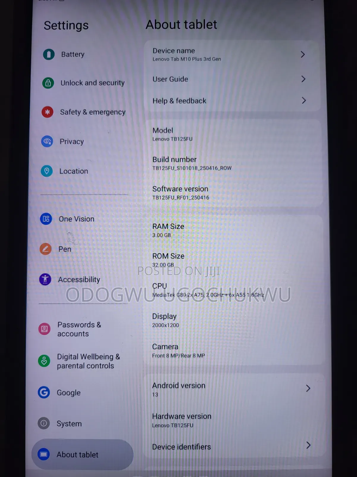 Lenovo Tab 32 GB Gray