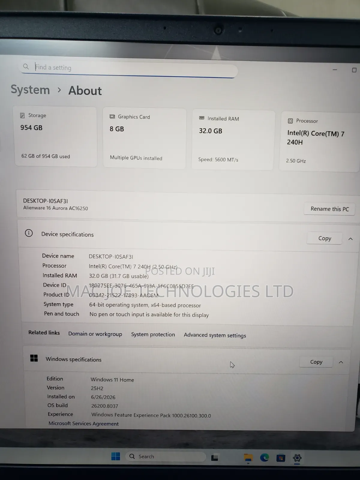 Laptop Alienware 16 Aurora 32GB Intel Core 7 SSD 1T