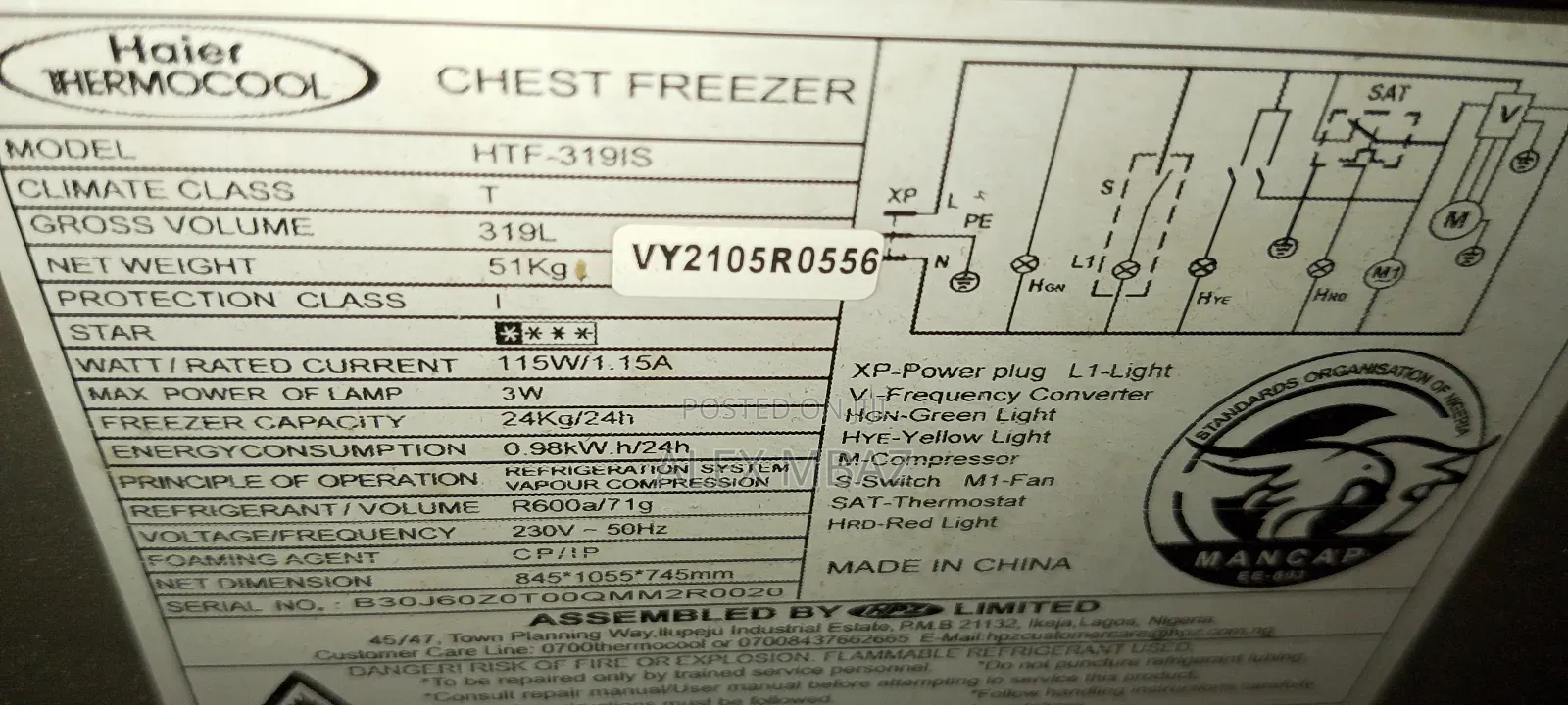 Haier Thermocool Inverter Freezer 319l
