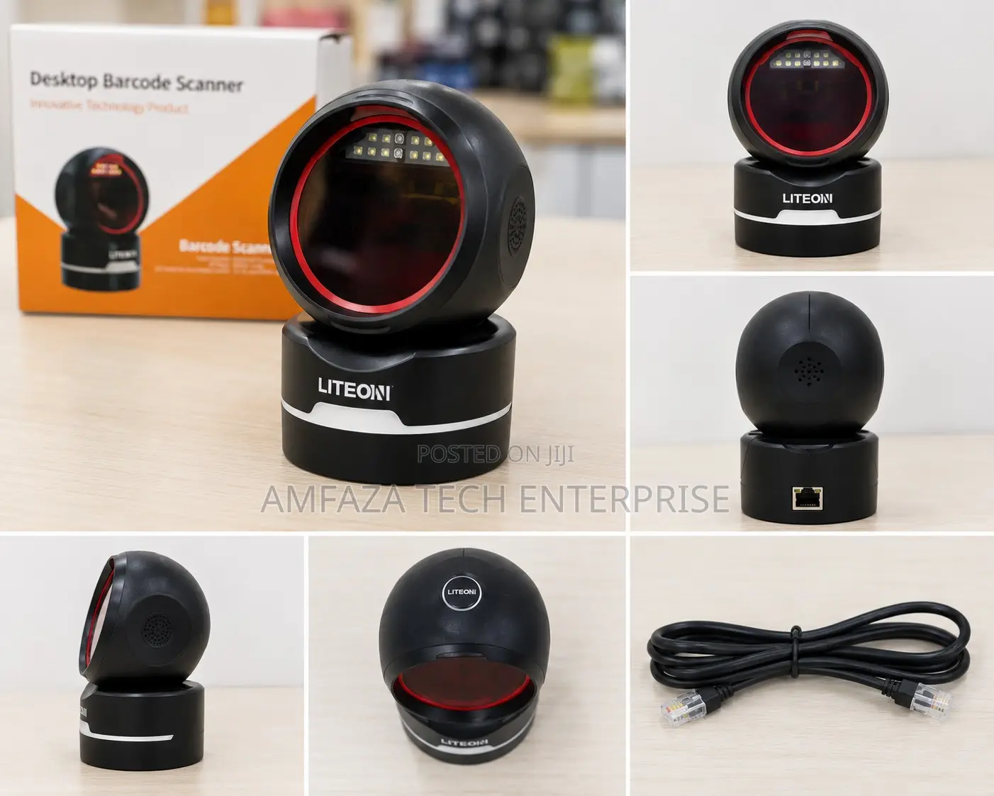 Lite-on Tabletop Barcode Scanner With a Round Face Design