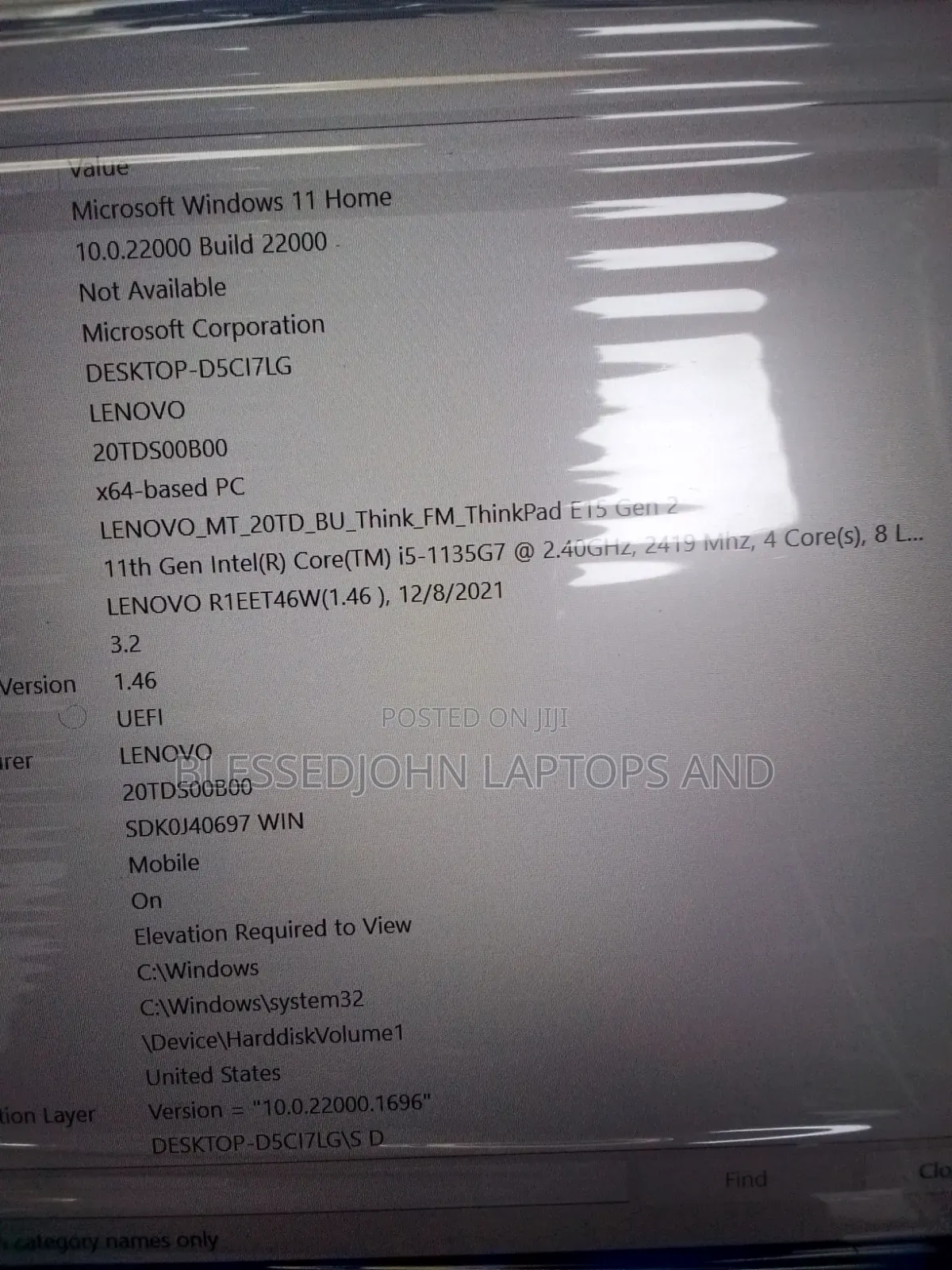Laptop Lenovo ThinkPad E15 8GB Intel Core i5 SSD 256GB