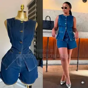“Trendy Bodycon 2pcs Denim Dress for Ladies – Stylish Affordable