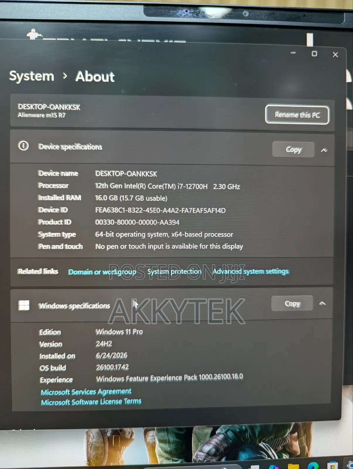 Laptop Alienware M15 R7 16GB Intel Core i7 SSD 512GB