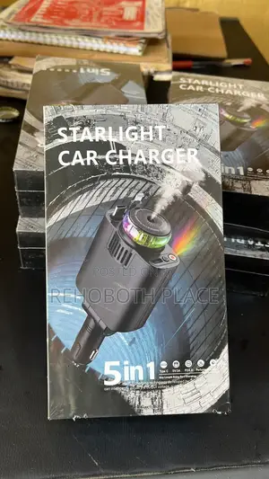 5-in-1car Charger With Retractable Cable, Aroma Diffuser–Usb-a Usb-C