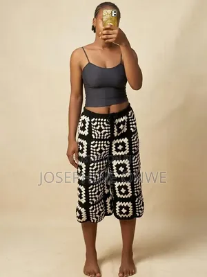 “Handmade Crochet Jort Unisex | Black White Unique Design”