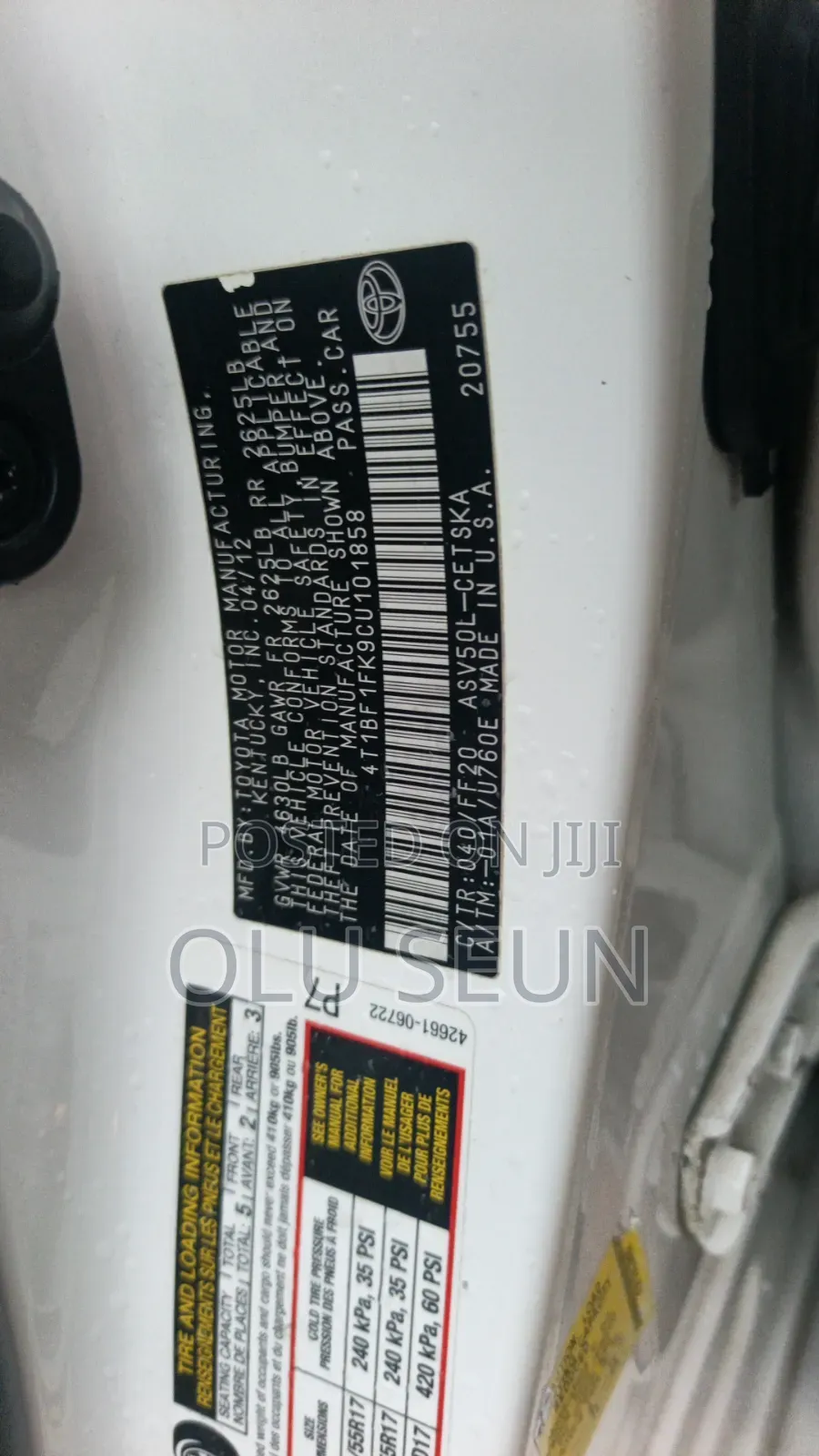 Toyota Camry 2012 White