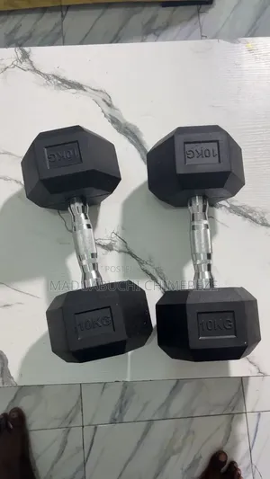 10 Kg Rubber Hex Dumbbells (Pair) – Premium Gym Weights