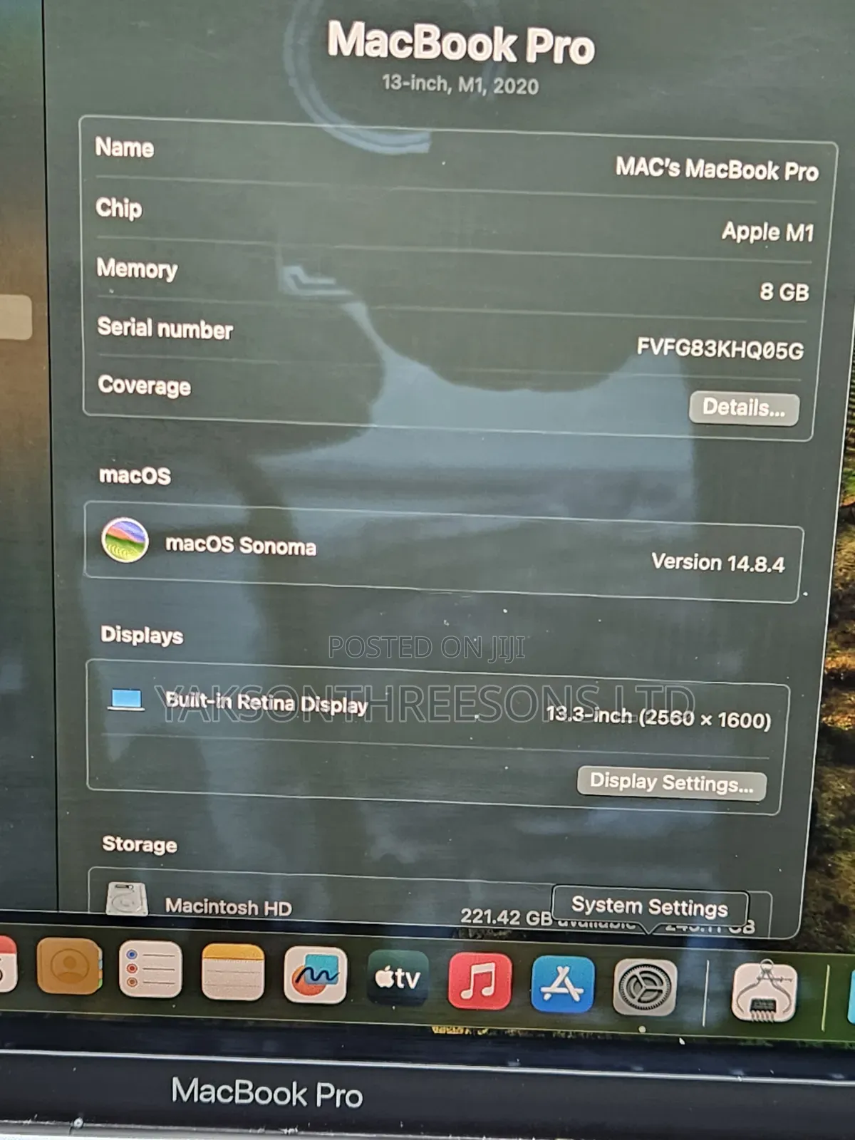 Laptop Apple MacBook Pro 2020 M1 8GB Apple M1 SSD 256GB