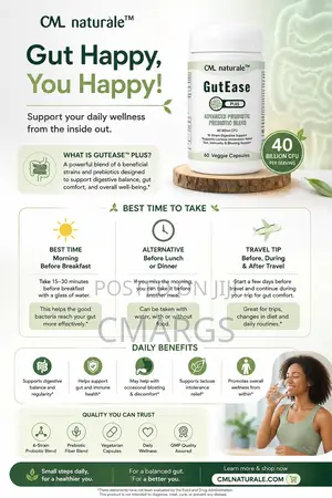 Cml Naturàle Gutease Plus Probiotic Prebiotic – 40b Cfu 60caps