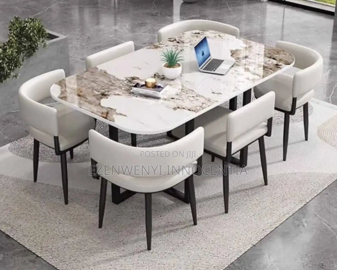 Six Seater Mable Top Dinning Table Imported