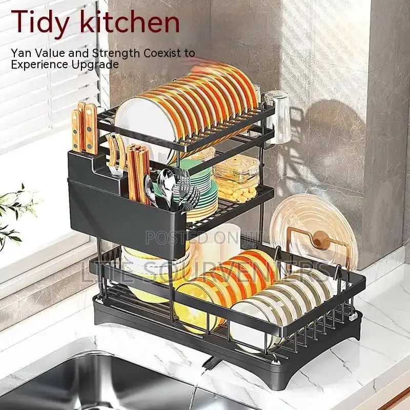 3tier Plate Rack With Water Drainer