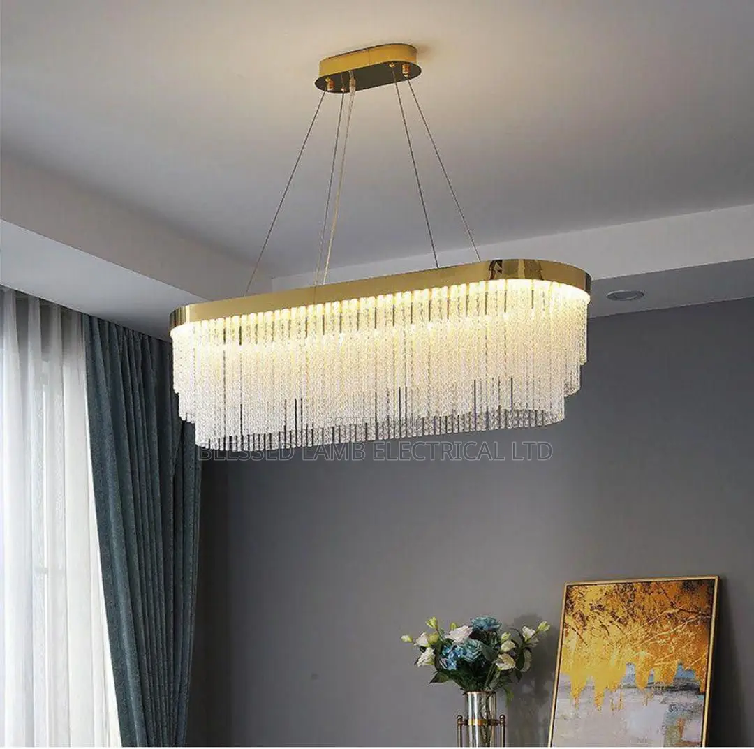Luxury Gold Crystal Rectangle Chandelier