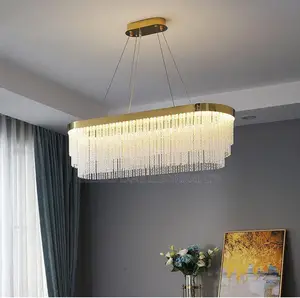 Luxury Gold Crystal Rectangle Chandelier