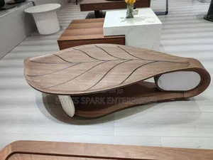 Brand New Leaf-Design Center Table – Luxury Wood Marble