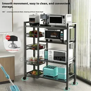 Heavy-Duty Metal Kitchen Organizer Rack Trolley With 4 Basket