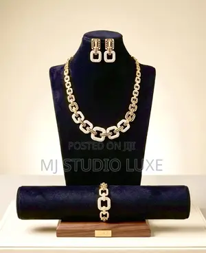 Luxury Female Stainless Steel Necklace, Bracelet Earrings Set