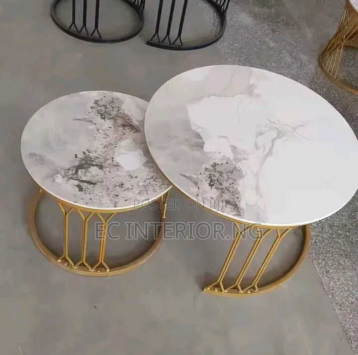 Marble Top Side Table Iron Art Small