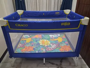 Blue Gear Baby Cot With Floral Base 0 To 36months