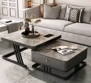 Coffee Table, Living Room, Household, Glass,Slate, Square,