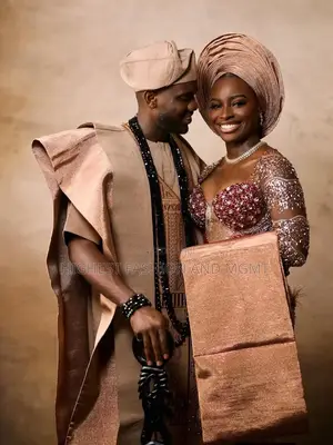 Elegant Beaded Corset Wedding Dress With Gele