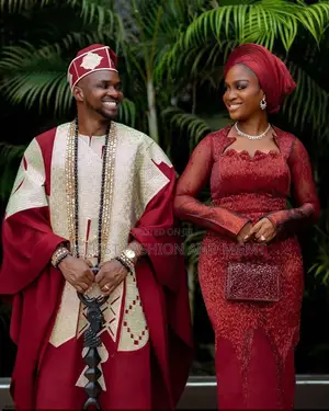 Premium Wine Traditional Couple Marriage Attire