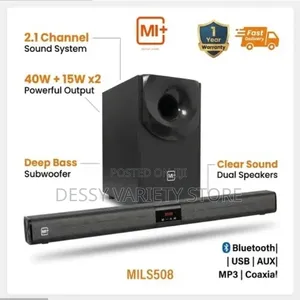 Mi+ 2.1 Channel Bluetooth Soundbar With Wooden Subwoofer USB, Mp3, Aux