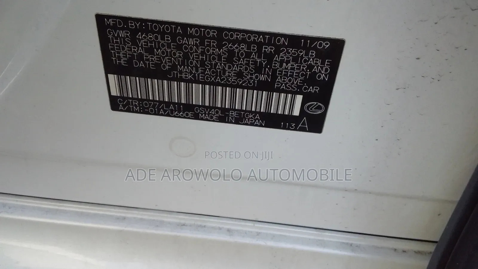 Lexus ES 350 2010 White