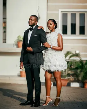 Premium Feather Trim Wedding After-Party Dress