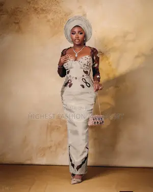 Elegant Champagne Yoruba Traditional Wedding Gown