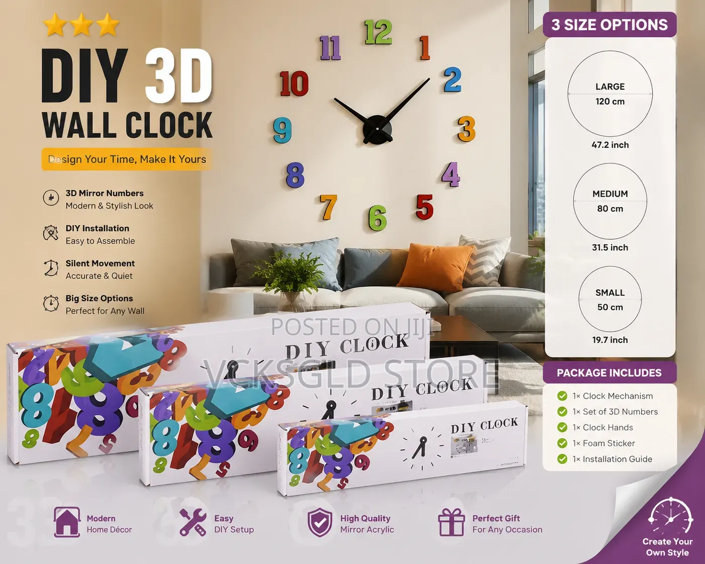 Diy Acrylic Mirror Acrylic Wall Clock