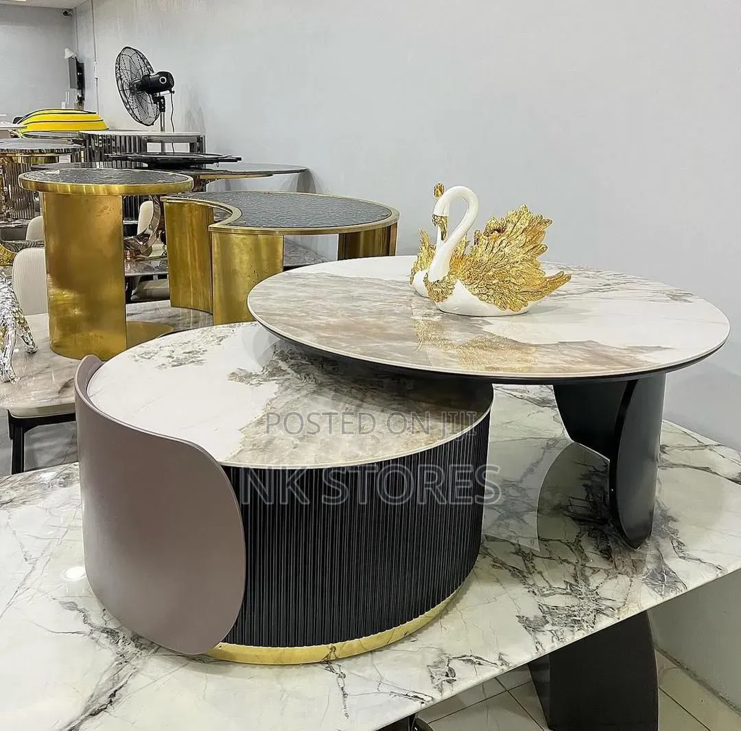 Marble 2-in-1 Round Fluted Table Set