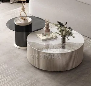 Marble 2-in-1 Round Fluted Table Set