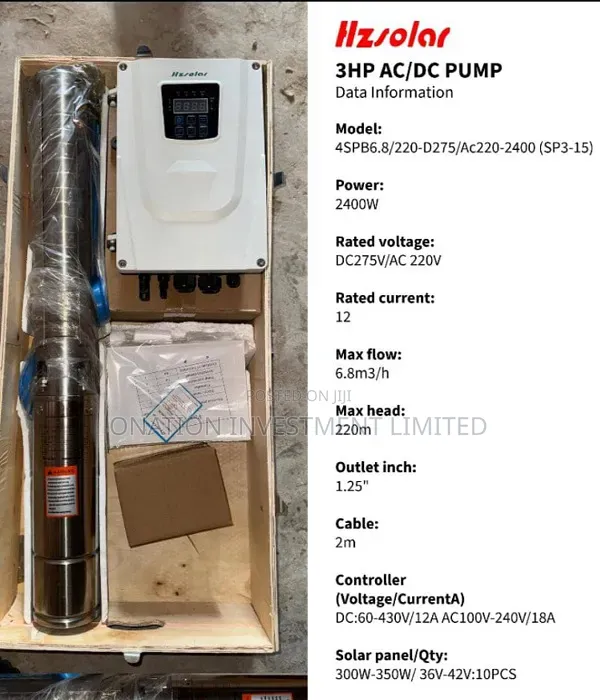 Hzsolar 3hp Ac/Dc Submersible Solar Pump —Reliable Water Pump Solution